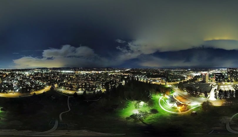Warner Center Park at night